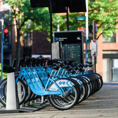 Divvy bikes in Downtown Oak Park, IL Divvy bikes in Downtown Oak Park, IL