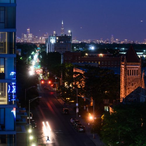 View of Chicago from Downtown Oak Park, IL