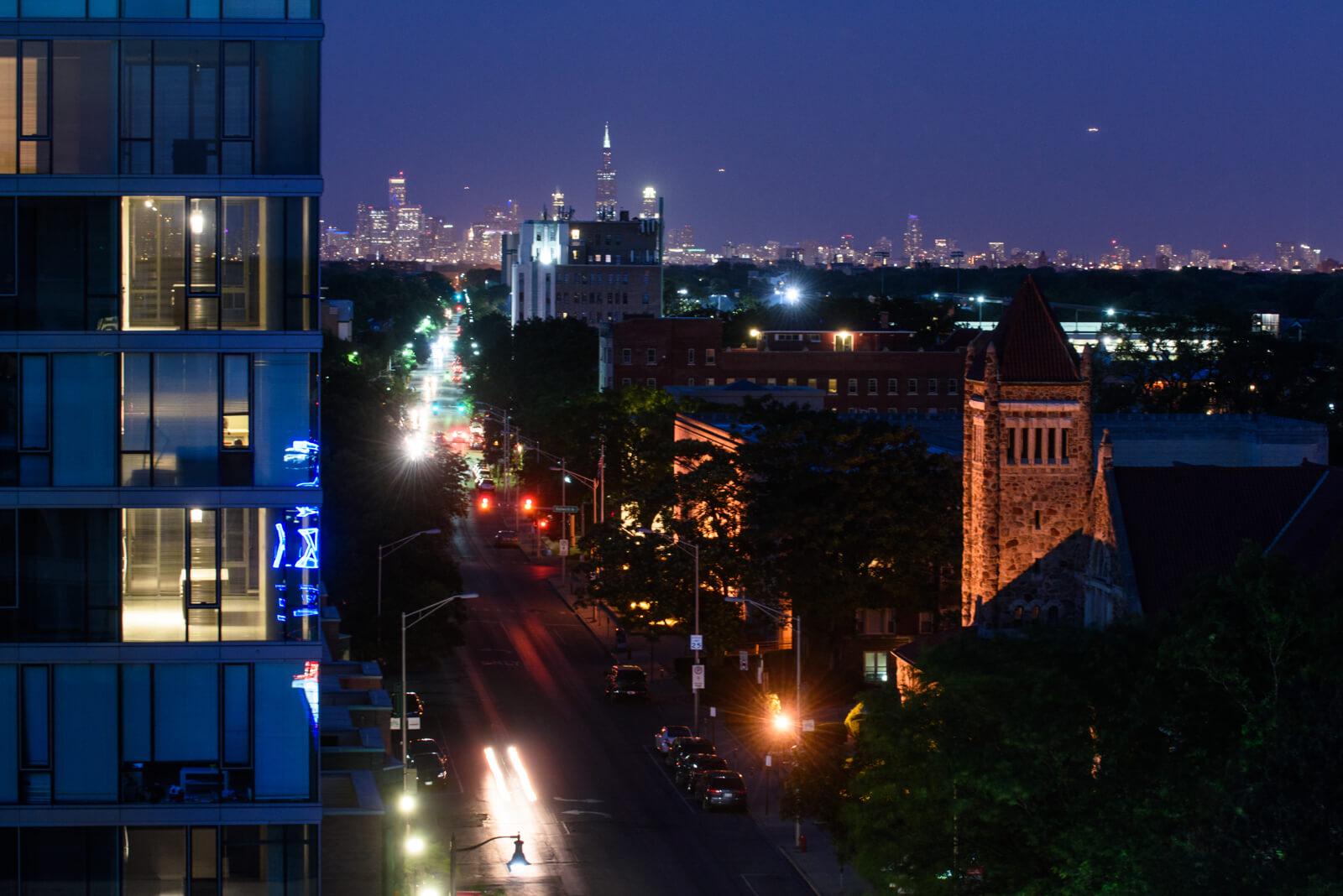 View of Chicago from Downtown Oak Park, IL