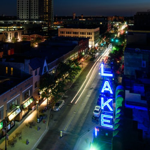 Downtown Oak Park night life - the view from 1010 Lake Street, Oak Park, IL